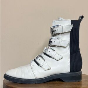 Dolce Vita White Buckle Strap + zipper Boots 8.5